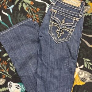 Rock Revival Celine Bootcut Jeans Size 27 Stretch Thick Stitch Denim